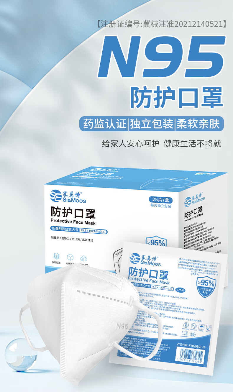 塞莫詩FMN9501折疊耳帶式醫(yī)用防護(hù)口罩圖片1